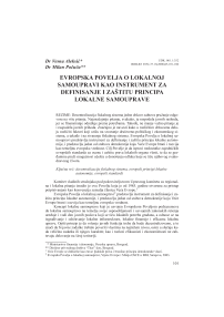 Evropska Povelja o lokalnoj samoupravi kao instrument za definisanje i zaštitu principa lokalne samouprave
