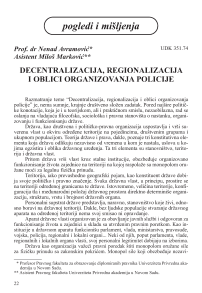 Decentralizacija, regionalizacija i oblici organizovanja policije