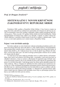 Sistem kazni u novom krivičnom zakonodavstvu Republike Srbije