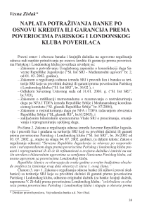 Naplata potraživanja banke po osnovu kredita ili garancije prema poveriocima Pariskog i Londonskog kluba poverilaca