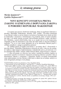 Novi koncept usvojenja prema Zakonu o izmenama i dopunama Zakona o porodici Republike Makedonije