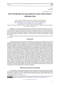 ERP systems and the challenges of legal protection of personal data