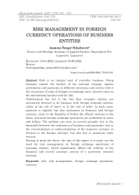 Risk management in foreign currency operations of business entities