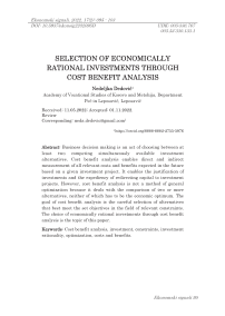 Selection of economically rational investments through cost benefit analysis