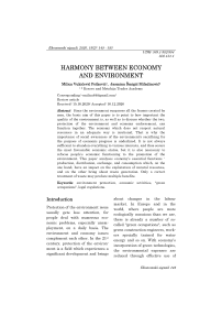 Harmony between economy and environment