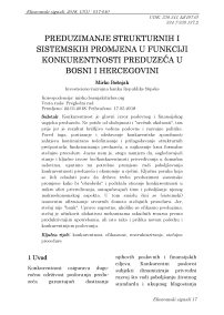 Preduzimanje strukturnih i sistemskih promjena u funkciji konkurentnosti preduzeća u Bosni i Hercegovini