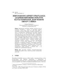 Međunarodni aspekt upravljanja ljudskim resursima - poslovni slučaj kompanije 'Rapp Marine Group' u Srbiji