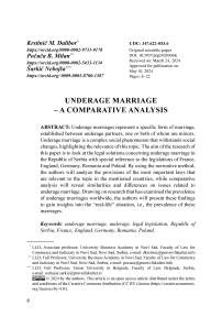 Underage marriage – A comparative analysis