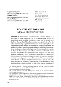 Reasons and forms of legal hermeneutics