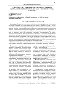 Характеристика свойств черноземов, выщелоченных Центральной экспериментальной базы ФНЦ ВНИИМК города Краснодара