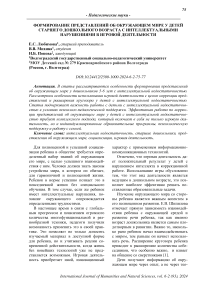 Формирование представлений об окружающем мире у детей старшего дошкольного возраста с интеллектуальными нарушениями в игровой деятельности