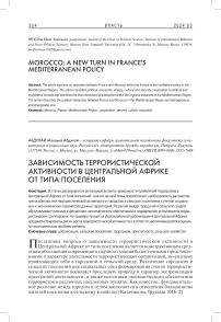 Зависимость террористической активности в Центральной Африке от типа поселения