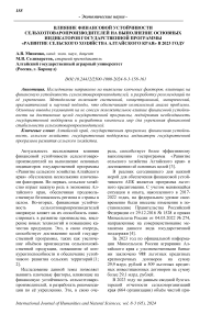 Влияние финансовой устойчивости сельхозтоваропроизводителей на выполнение основных индикаторов государственной программы «Развитие сельского хозяйства Алтайского края» в 2023 году