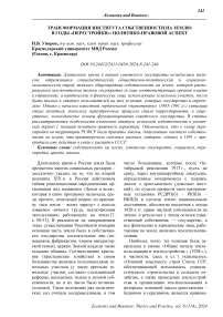 Трансформация института собственности на землю в годы «перестройки»: политико-правовой аспект