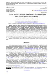 Pupils’ avoidance strategies in mathematics and their perception of the teachers’ performance and mastery