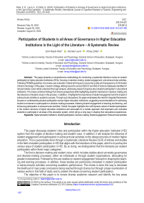 Participation of students in all areas of governance in higher education institutions in the light of the literature - a systematic review