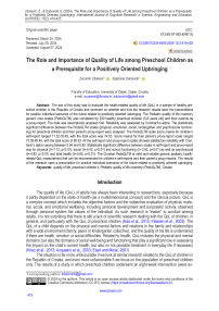 The role and importance of quality of life among preschool children as a prerequisite for a positively oriented upbringing