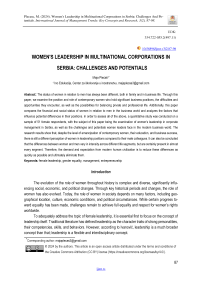 Women's leadership in multinational corporations in Serbia: challenges and potentials