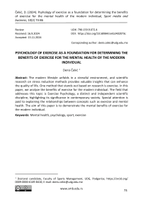 Psyhology of exercise as a foundation for determining the benefits of exercise for the mental health of the modern individual