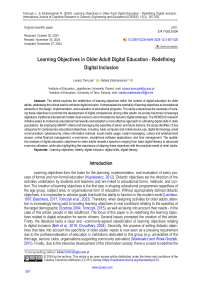 Learning Objectives in Older Adult Digital Education - Redefining Digital Inclusion