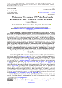 Effectiveness of Ethnoecological-STEM Project-Based Learning Model to Improve Critical Thinking Skills, Creativity, and Science Concept Mastery