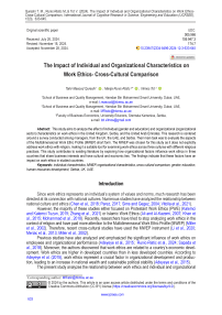 The Impact of Individual and Organizational Characteristics on Work Ethics- Cross-Cultural Comparison