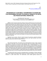 Ontogenesis of clear image: contemporary television and film programming on radio television of Serbia in the digital age from an editorial perspective