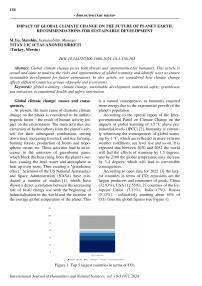 Impact of global climate change on the future of planet Earth. Recommendations for sustainable development