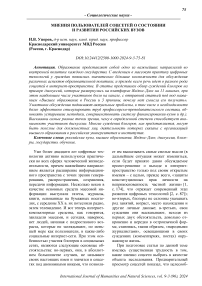 Мнения пользователей соцсетей о состоянии и развитии российских вузов