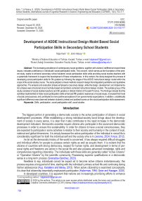 Development of ADDIE Instructional Design Model Based Social Participation Skills in Secondary School Students