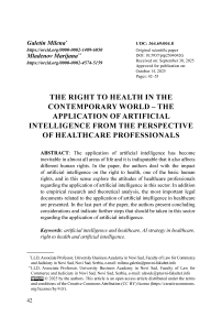 The right to health in the contemporary world – The application of artificial intelligence from the perspective of healthcare professionals