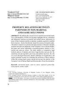 Property relations between partners in non-marital and same-sex unions