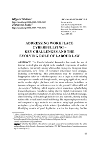 Addressing workplace cyberbullying – Key challenges and the evolving role of labour law