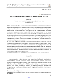 The essence of investment decisions in real estate