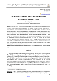 The Influence of Work Motivation on Employees’ Relationship with the Leader