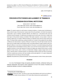Perceived Effectiveness and Alignment of Training in Canadian Educational Institutions