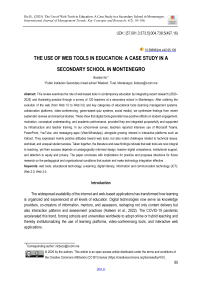The Use of Web Tools in Education: A Case Study in a Secondary School in Montenegro