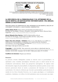 La influencia de la personalidad y el optimismo en la salud mental de estudiantes universitarios: una mirada desde la salutogénesis