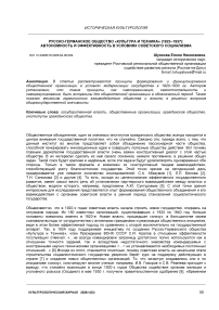 Русско-Германское общество «Культура и Техника» (1923–1937): автономность и эффективность в условиях советского социализма