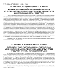 Раскрытие станковой и настенной живописи от липидсодержащих слоёв: достоинства и недостатки комплекса носитель / детергент