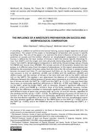 The influence of a wrestler’s preparation on success and morphological comaposition