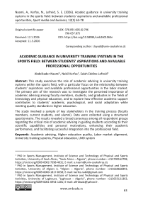 Acadeic guidance in university training systems in the sports field: between students’ aspirations and availabile professional oportunities