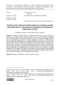 Doping (using stimulant medications) as a criminal offense and media reality: an analysis of reporting on prohibited substances in sport