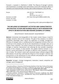The influence of manager’s activities and characteristics on strategic action and businesss results with moderation affects on motivation and reward (example of Serbia)