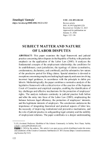 Subject matter and nature of labor disputes