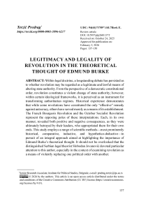 Legitimacy and legality of revolution in the theoretical thought of Edmund Burke