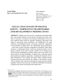 Legal challenges of digital assets – Normative frameworks and development perspectives