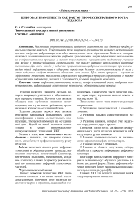 Цифровая грамотность как фактор профессионального роста педагога