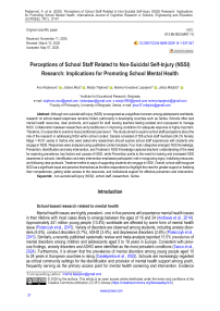 Perceptions of School Staff Related to Non-Suicidal Self-Injury (NSSI) Research: Implications for Promoting School Mental Health