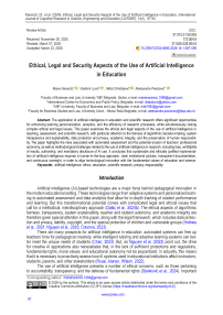 Ethical, Legal and Security Aspects of the Use of Artificial Intelligence in Education